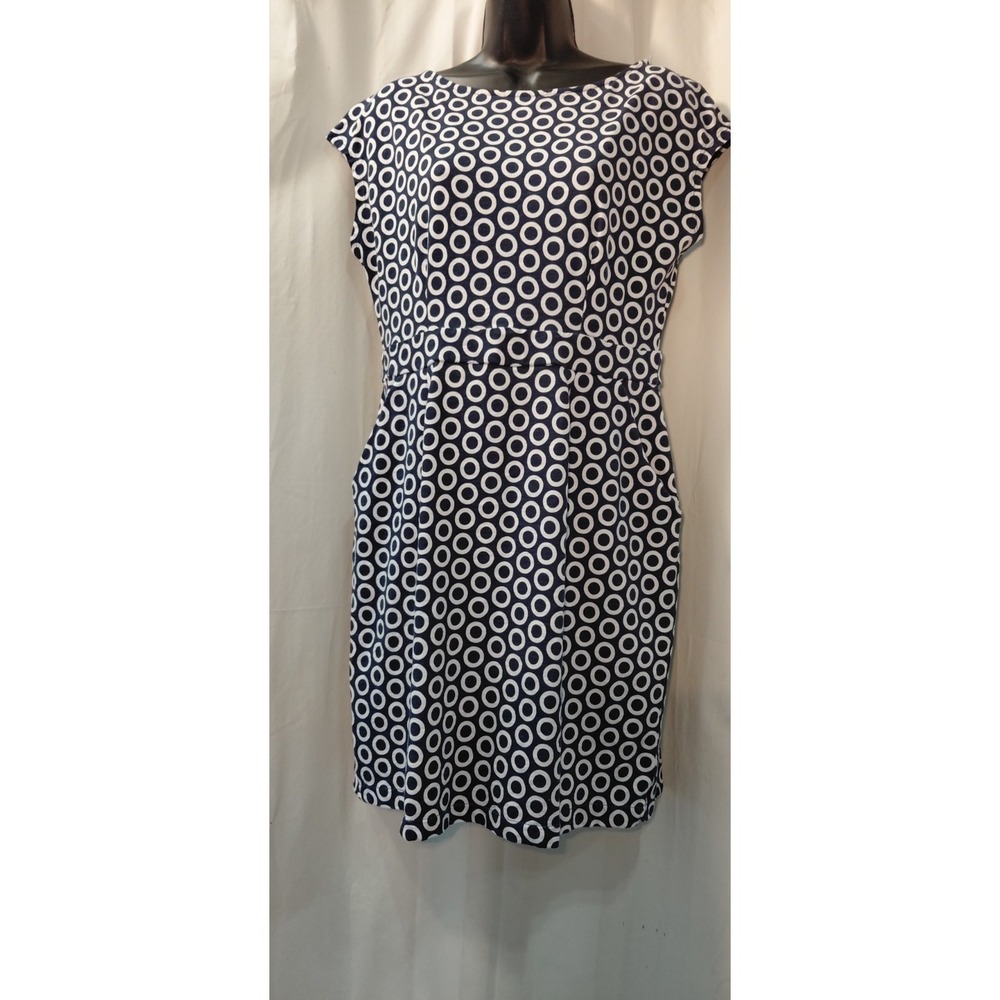Boden Navy White Circle Print Cap Sleeve Sheath Dress US 10 R